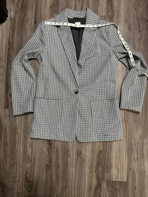 a new day Plaid Single-Button Blazer in Blue and Black. thumbnail 12