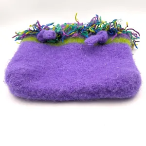 Hand Felted Wool Tote Bag Purple Handmade Boho Cottagecore Whimsy Fairy‎ Purse thumbnail 5