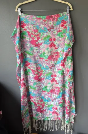 Lilly Pulitzer Floral Silk Cashmere Shawl Wrap thumbnail 1