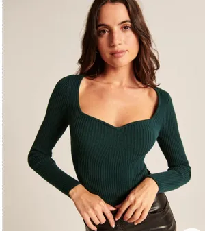 Abercrombie Long-Sleeve Sweetheart Sweater Bodysuit Brown thumbnail 5