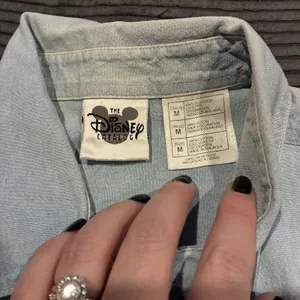 Vintage DISNEY Mickey MOUSE Denim Button Womens M USA Sleeveless Embroidered thumbnail 7