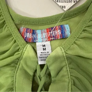 Urban Outfitters NWT Ruched Lace Up Cropped Sheer Tank Top Women’s Medium Green thumbnail 8