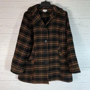 Joan Rivers fleece plaid jacket/coat size L women's with pockets thumbnail 3