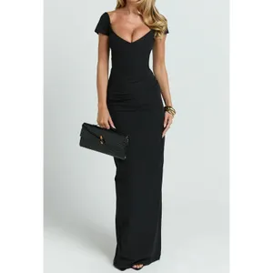 Showpo Maxi Dress Gown Veronika Sweatheart Neckline Size US 2 in Black thumbnail 6