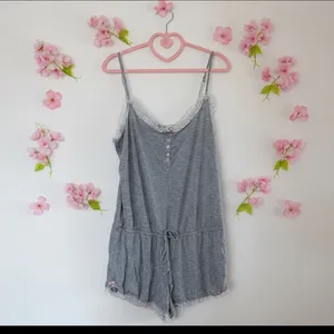 Victoria's Secret Vintage Gray Lace-Trim Romper Sleepwear Women's Intimates Y2K thumbnail 4