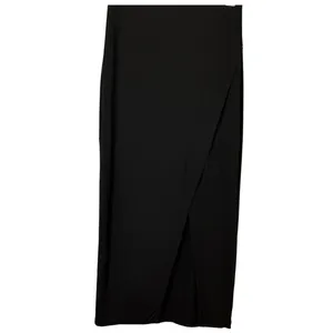 WHITE HOUSE BLACK MARKET Black Faux Wrap Draped‎ Slit Pencil Skirt Medium thumbnail 2