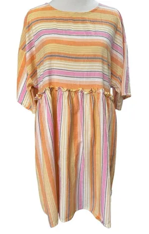 SHEIN Striped Babydoll Dress Medium Oversized Boho Summer Dress thumbnail 1