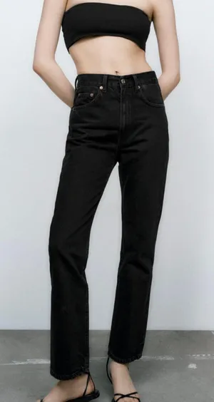 ZARA Black Straight Leg Jeans thumbnail 1