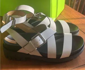 Sam Edelman Eleanor white leather ankle strap platform chunky buckle sandals thumbnail 2