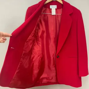 Vintage Saks Fifth Avenue Wool Blazer Nylon Cashmere Red Folio‎ Collection Women thumbnail 8