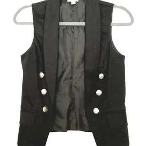 Guess Denim Vest Womens 6 Black Jean Waistcoat Sleeveless‎ Open Front Y2K Grunge thumbnail 1