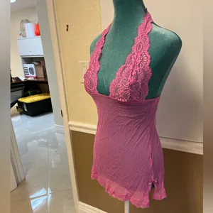 Vintage Victoria’s Secret Teddy‎ M bubblegum Pink Sheer Lace Babydoll Lingerie thumbnail 2