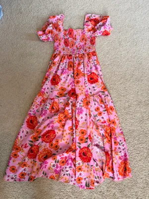 Pink floral maxi dress thumbnail 1