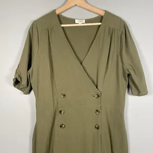 Umgee Cotton‎ Midi Maxi Dress Women's Large Pin Tuck Sleeves Buttons Lagenlook thumbnail 2