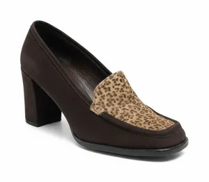 Vintage 90’s: Anne Klein II 𖦹 Calf Hair Heeled Loafers 𖦹 Leopard Print Suede thumbnail 1