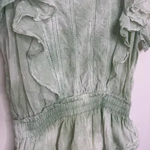 LoveShackFancy Natasha Dress in Moss Green Hand Dye Size Medium 100% Cotton thumbnail 3