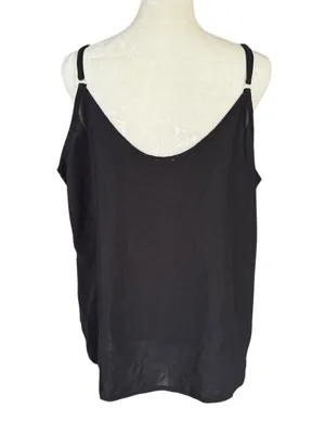 Shiela Rose women's black sleeveless button down v-neck tank top size XL thumbnail 4