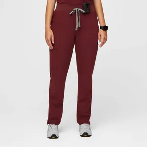 FIGS Yola High Waisted Pant In Burgundy thumbnail 3