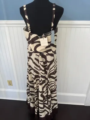 NWT Antonio Melani MG Style Fringe Linen Blend Maxi Raffia Skirt Set Brown~SZ 10 thumbnail 7