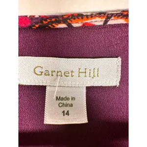 Garnet Hill Tunic‎ Dress Womens 14 Purple Paisley Floral V-Neck 3/4 Sleeve boho thumbnail 5