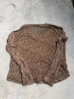 We the free people girl meets boy Floral Henley Long Sleeve Top Brown Olive XS thumbnail 7