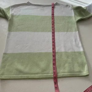 Lauren Ralph Lauren Petite Striped Knit Sweater Women’s Small Green White Cotton thumbnail 7