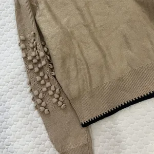 NWOT BCBGMAXAZRIA Popcorn Stitch Mock Neck Wool Blend Sweater Oatmeal Size XL thumbnail 7