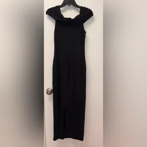 NWOT REFORMATION Josefina off the shoulder Knit Black Maxi Dress Size S thumbnail 6