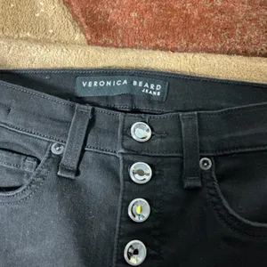 Veronica Beard Crystal Button High Rise Skinny Jeans Womens 26 Black Coal Glam thumbnail 7