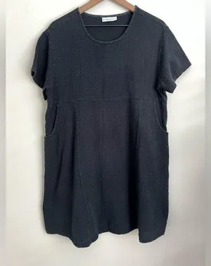 Bryn Walker black gauze dress relaxed Lagenlook lightweight S thumbnail 1