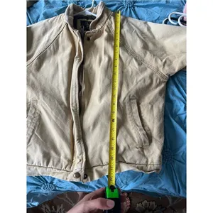 Obey Cream Canvas Bomber Jacket Corduroy Collar Brown Lining Short Women’s Sz M thumbnail 11