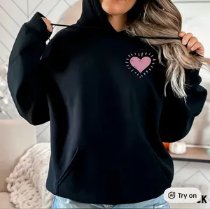 Heart Graphic Black Pullover Hoodie Sweatshirt Love Women’s Sz L NWOT thumbnail 1
