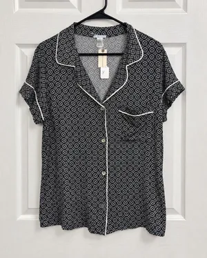 Eberjey Geometric Short Sleeve Pajama Top thumbnail 1