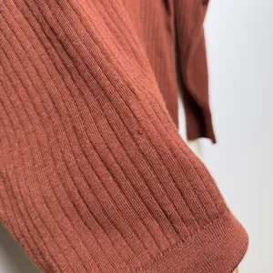 Uniqlo Women‎ Wool Knit Sweater Medium Brown Ribbed Minimalist Academia Preppy thumbnail 6