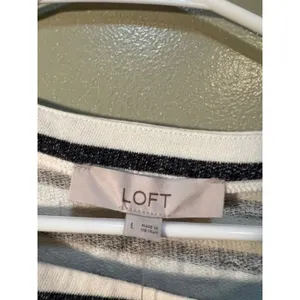 Loft Women's Size Large Boatneck T-Shirt White Navy Stripes Terry Cloth Boatneck thumbnail 10