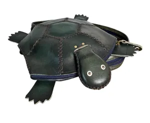 Handmade‎ Green Turtle Leather Backpack Shoulder Bag OOAK Artisan Purse Unique thumbnail 1