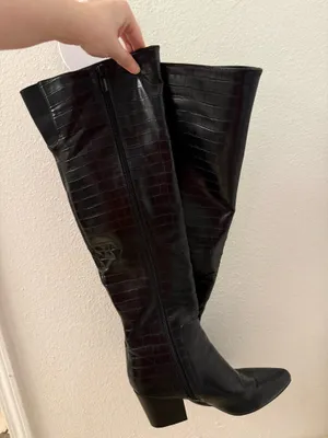 Over the knee crocodile boots Black Size 7.5 thumbnail 1