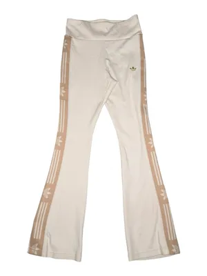 new adidas Originals ミ Ski Chic Flared Rib Retro 3 Stripe Leggings ミ Oatmeal ミ M thumbnail 6