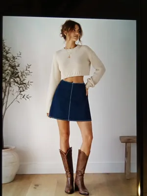 J Crew Fairfax Skirt In Denim Mini Skirt Cotton Rodeo Coastal Western Womens 4 thumbnail 2