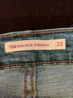 Levi's 724 High Rise Straight Jeans Womens 33 Blue Stripe Light Wash Stretch thumbnail 8