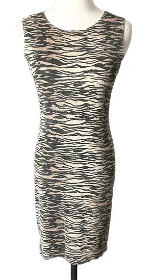 Vintage Y2K A'gaci Tiger Stripe Animal Print Sleeveless Bodycon Mini Dress Small thumbnail 1
