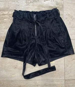 Express‎ Shortie Extreme High Rise Faux Leather Shorts size 2 W/ Belt thumbnail 1