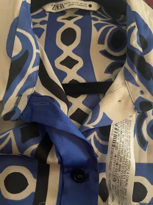 ZARA Blue & White Geometric Pattern Blouse 🌀💙✨ thumbnail 6