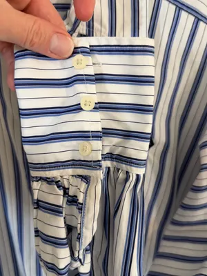 Lauren Ralph Lauren Cotton Striped Tie Front Monogram Shirt Dress Size 10 thumbnail 6