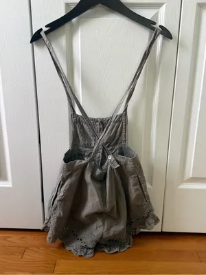 Free People Green Embroidered Shortalls thumbnail 3