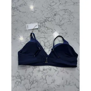 NWT Quince Deep Navy Italian V-Neck Bikini Top Size Large thumbnail 4