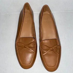 J. Crew Tan Brown Leather Slip-On Bow Loafers Dress Shoes Women's Size 6.5 thumbnail 4