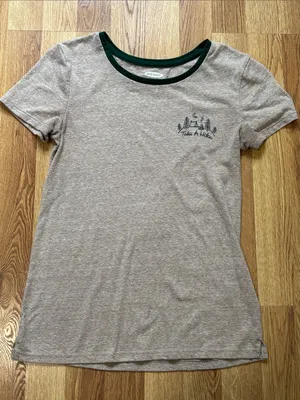 Old Navy “Take a Hike” Short Sleeve Tee with Dark Green Neck Trim thumbnail 1