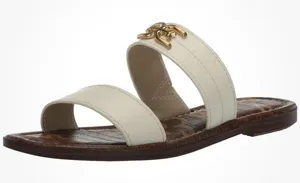 Sam Edelman Women's Gilles Flat Sandal Ivory Leather Size 8.5 Slide thumbnail 1