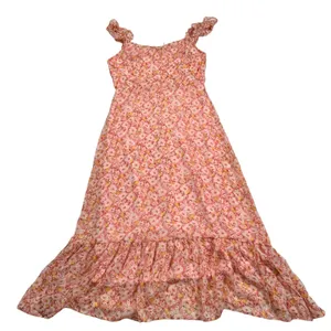 Lush Midi Dress Women's Medium Dusty Rose Yellow Floral Print Ruffle New thumbnail 1